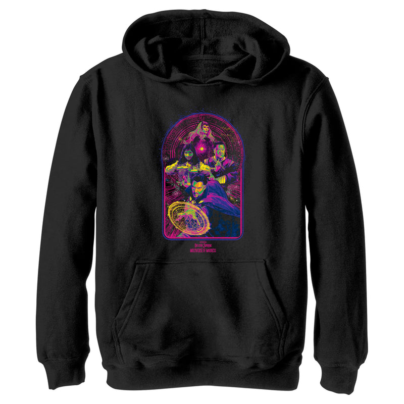 Boy's Marvel Doctor Strange in the Multiverse of Madness Neon Group Shot Pull Over Hoodie