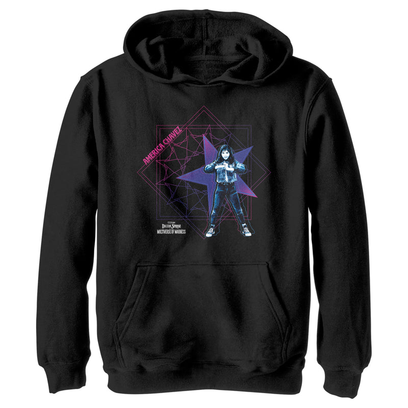 Boy's Marvel Doctor Strange in the Multiverse of Madness America Chavez Power Pose Pull Over Hoodie