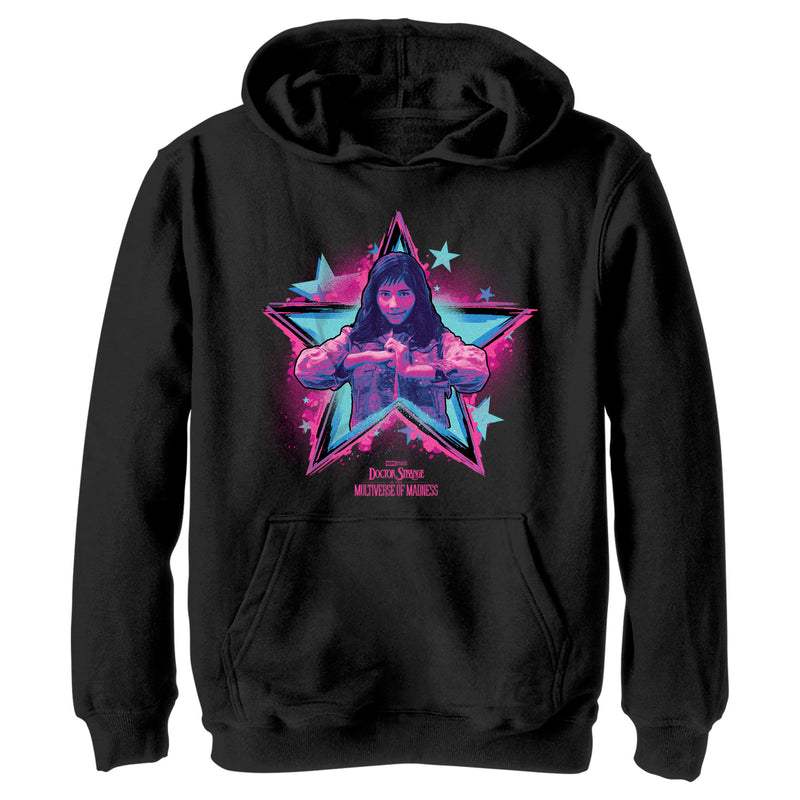 Boy's Marvel Doctor Strange in the Multiverse of Madness Neon America Chavez Pull Over Hoodie