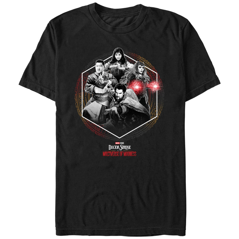 Men's Marvel Doctor Strange in the Multiverse of Madness Black and White Panel T-Shirt