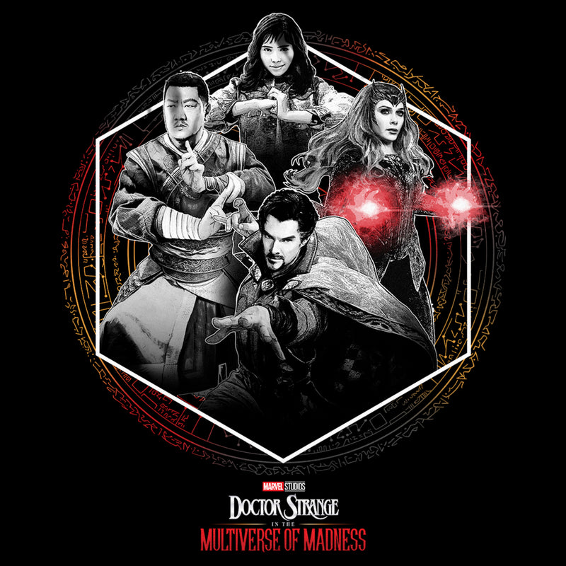 Men's Marvel Doctor Strange in the Multiverse of Madness Black and White Panel T-Shirt