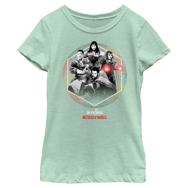 Girl's Marvel Doctor Strange in the Multiverse of Madness Black and White Panel T-Shirt