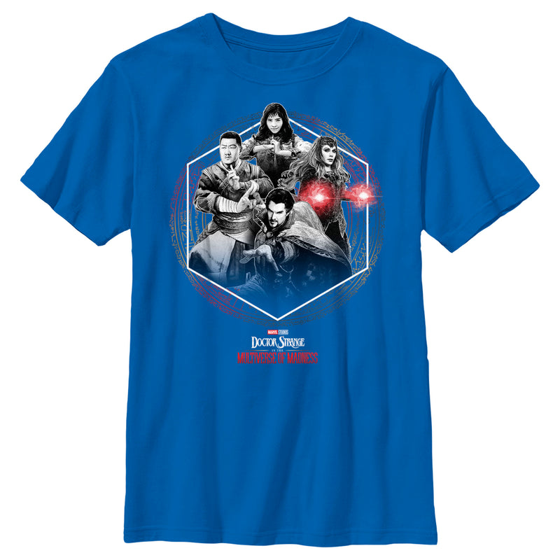 Boy's Marvel Doctor Strange in the Multiverse of Madness Black and White Panel T-Shirt
