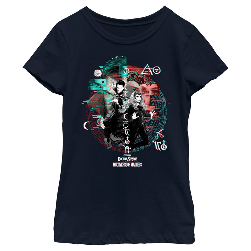 Girl's Marvel Doctor Strange in the Multiverse of Madness Wanda and Strange Glitch T-Shirt