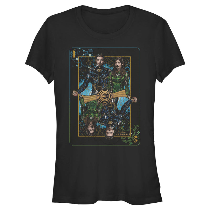 Junior's Marvel Eternals Ikaris and Sersi Playing Card T-Shirt