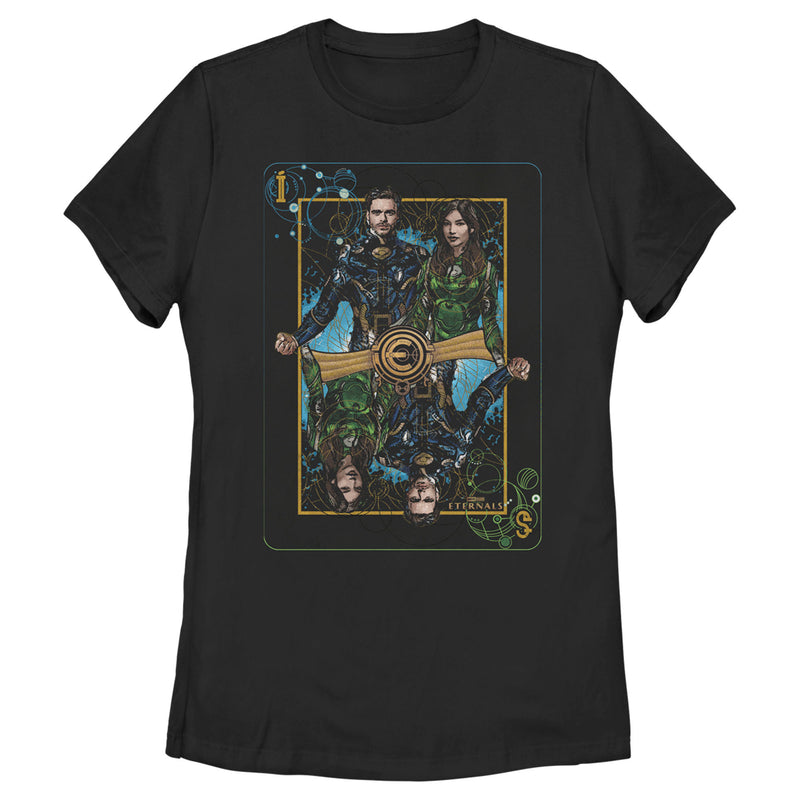 Women's Marvel Eternals Ikaris and Sersi Playing Card T-Shirt