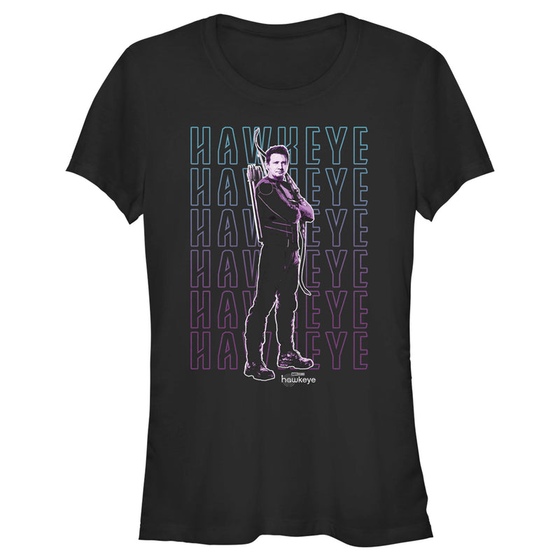 Junior's Marvel Hawkeye Name Stack T-Shirt