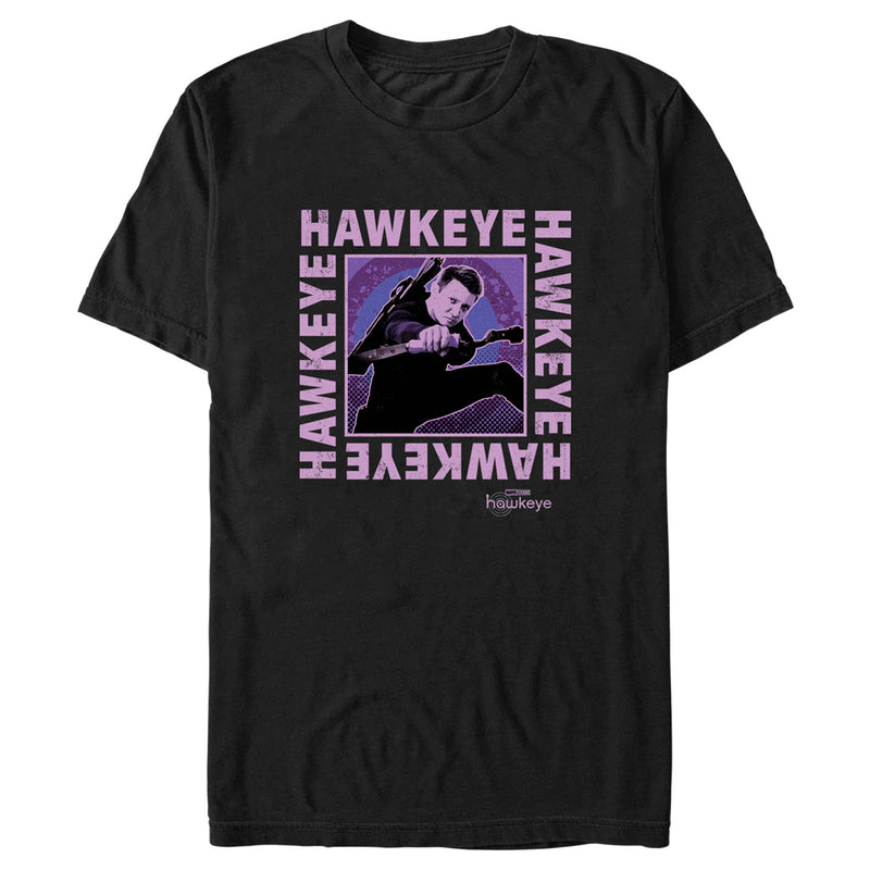 Men's Marvel Hawkeye Ready To Shoot Bow Purple Box T-Shirt