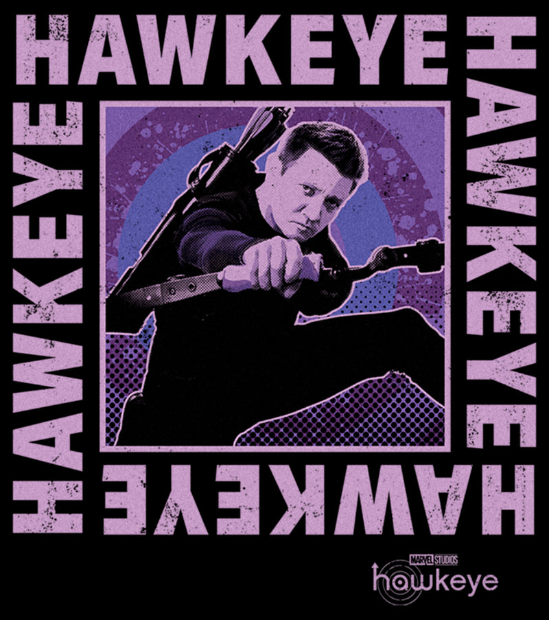 Men's Marvel Hawkeye Ready To Shoot Bow Purple Box T-Shirt