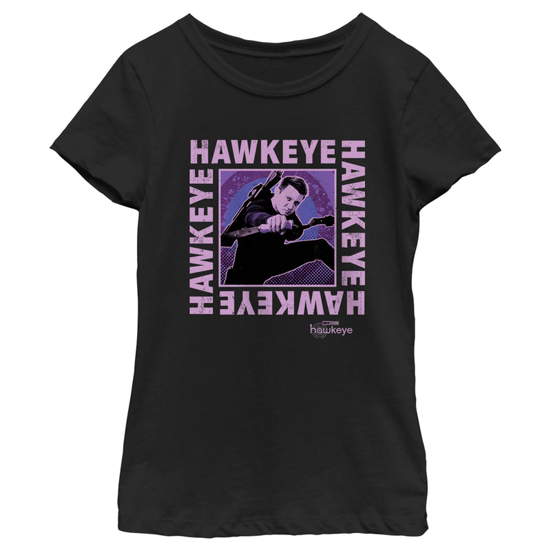 Girl's Marvel Hawkeye Ready To Shoot Bow Purple Box T-Shirt