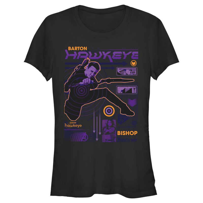 Junior's Marvel Hawkeye Barton and Bishop Bullseye Everytime T-Shirt