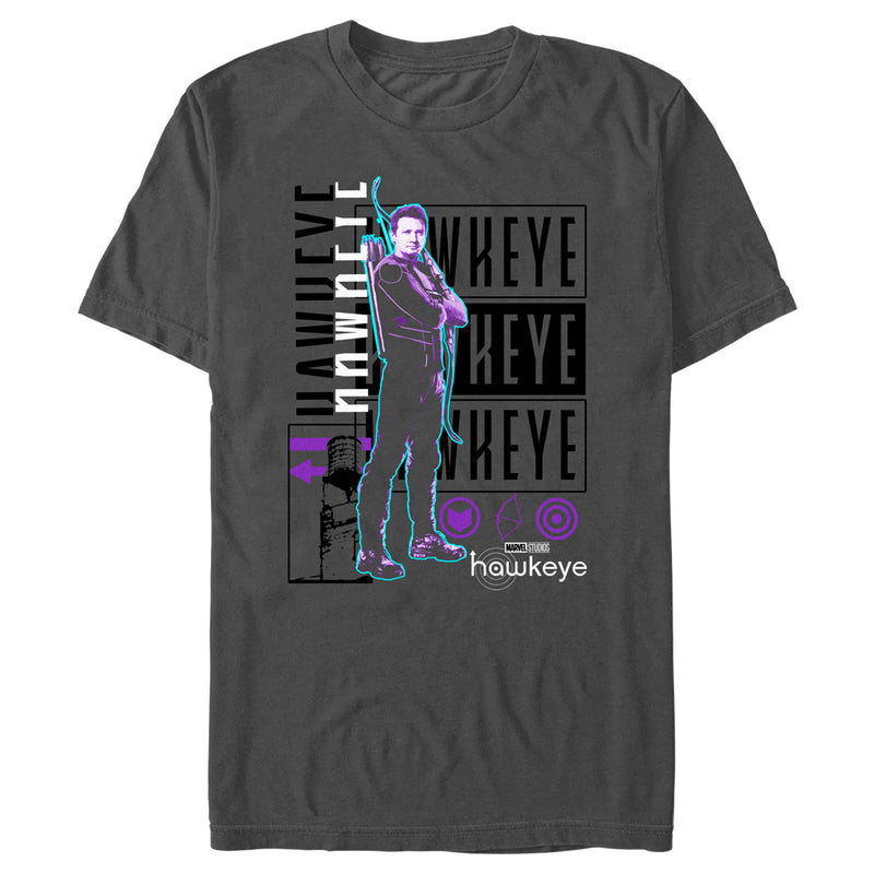 Men's Marvel Hawkeye Bright Neon Portrait T-Shirt