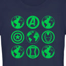 Junior's Marvel Earth Day Heroes Icons T-Shirt