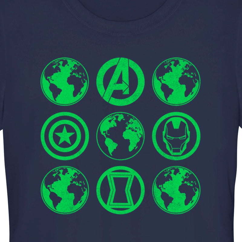 Junior's Marvel Earth Day Heroes Icons T-Shirt