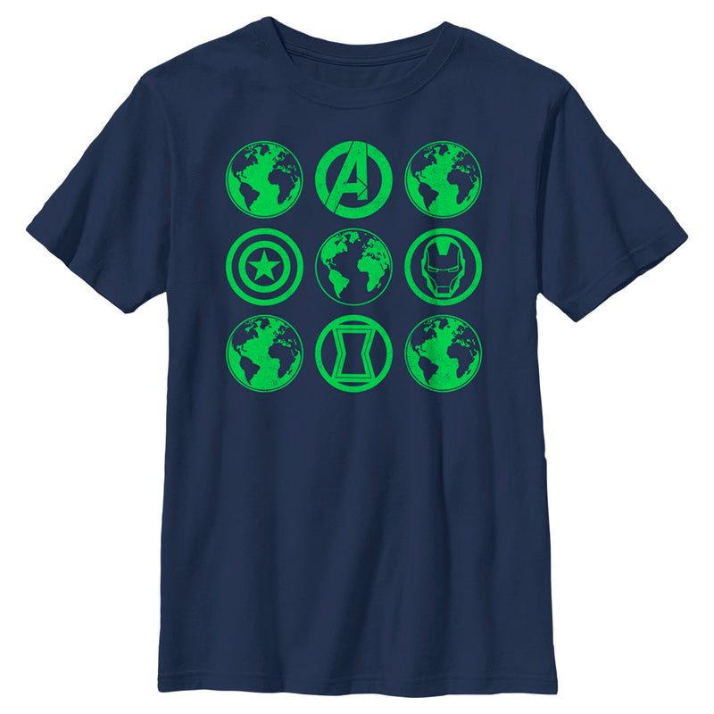 Boy's Marvel Earth Day Heroes Icons T-Shirt