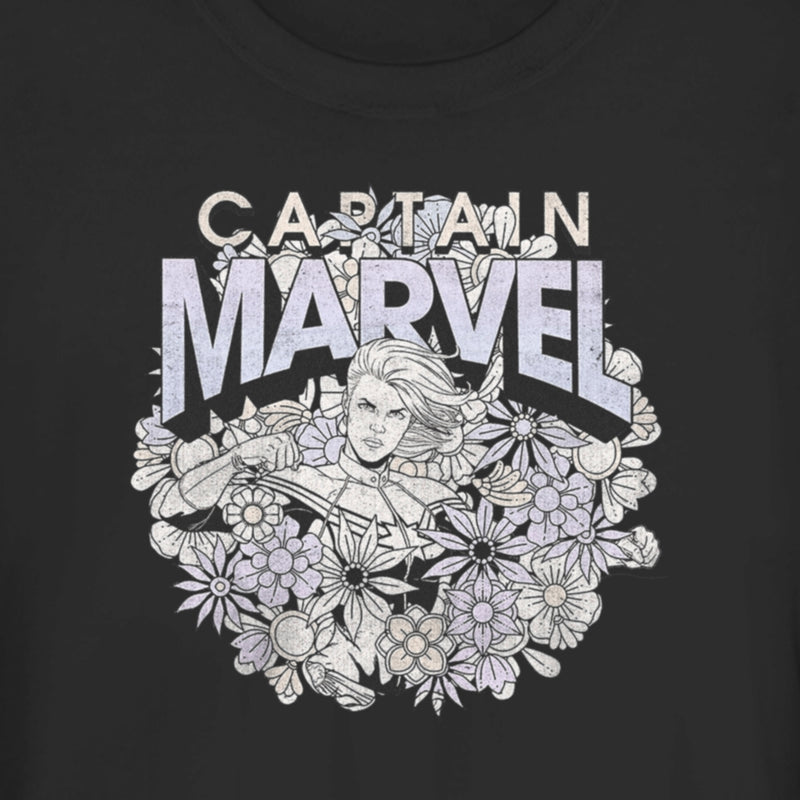 Junior's Marvel Floral Carol Danvers T-Shirt
