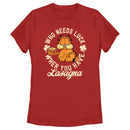 Women's Garfield St. Patrick's Day Who needs Luck when You have Lasagna T-Shirt