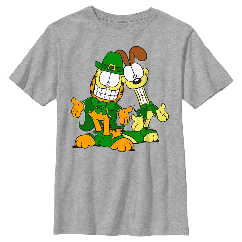 Boy's Garfield St. Patrick's Day Odie and Garfield Leprechaun Duo T-Shirt