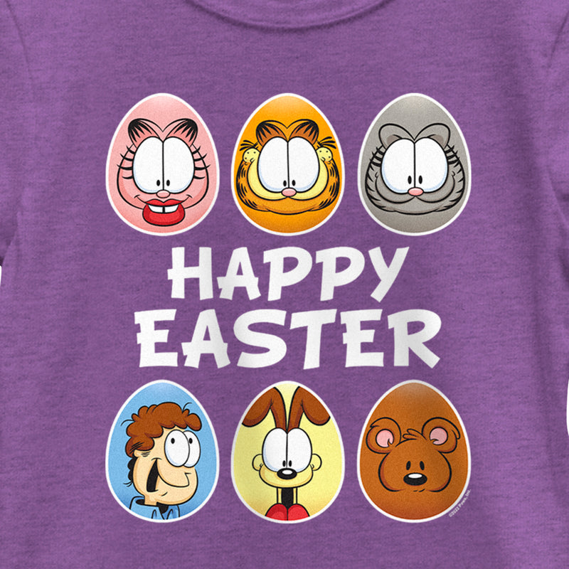Girl's Garfield Happy Easter Egg Portraits T-Shirt