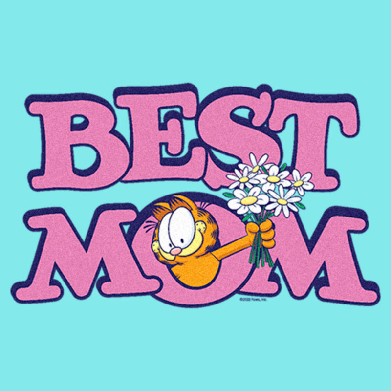 Junior's Garfield Best Mom Floral Cat Racerback Tank Top