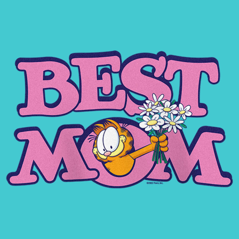 Girl's Garfield Best Mom Floral Cat T-Shirt