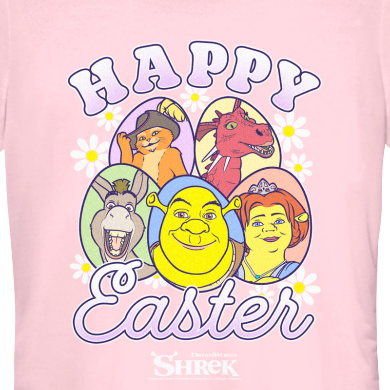 Junior's Shrek Happy Easter Cartoon Portraits T-Shirt
