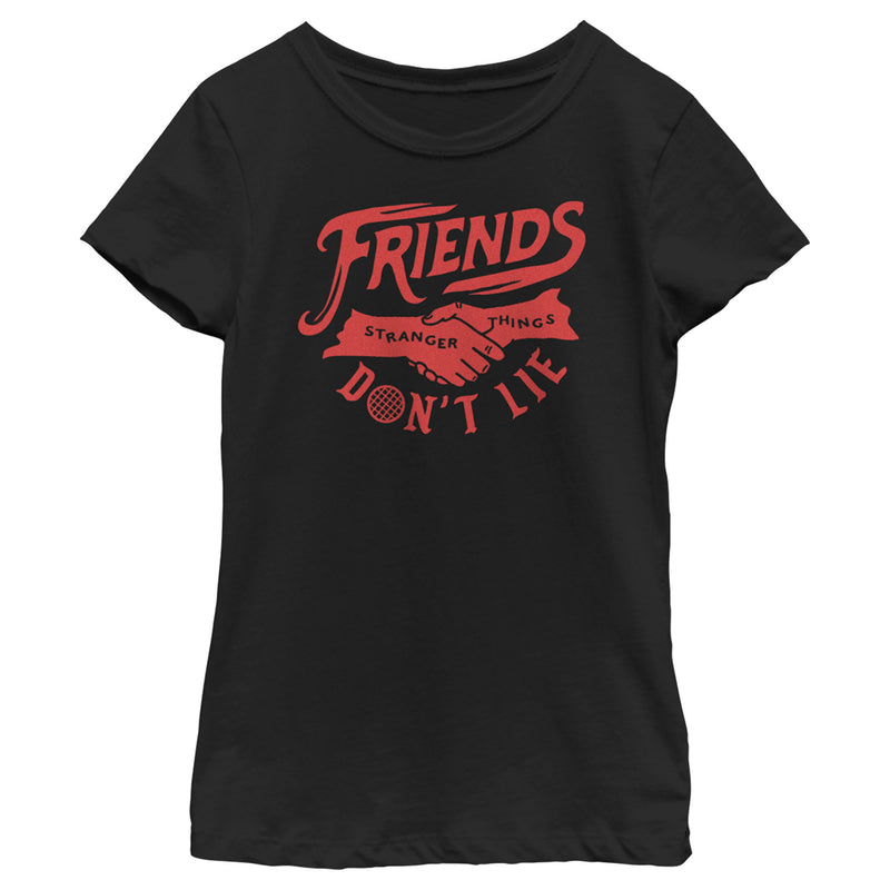 Girl's Stranger Things Friends Don't Lie Handshake T-Shirt