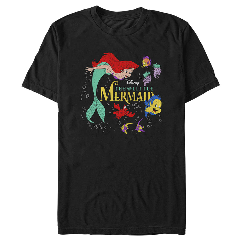 Men's The Little Mermaid Distressed Movie Logo T-Shirt