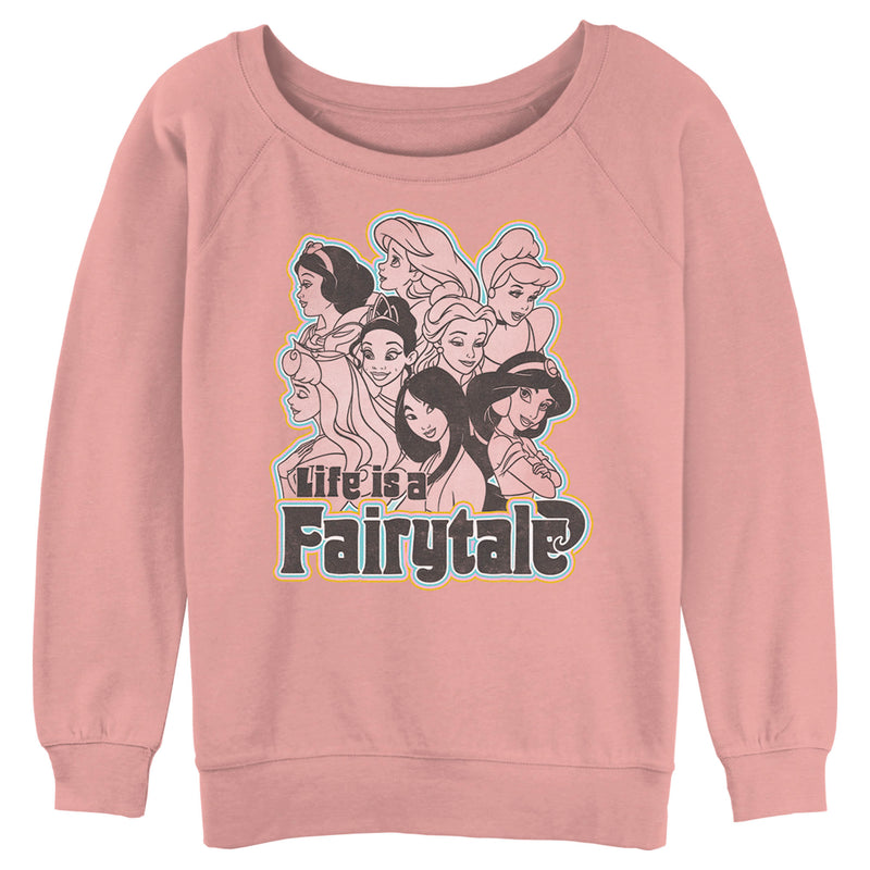 Junior's Disney Black and White Princesses Life is a Fairytale Sweatshirt