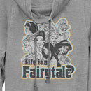 Junior's Disney Black and White Princesses Life is a Fairytale Cowl Neck Sweatshirt