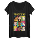 Women's Disney Princess Distressed Close-Up Poster Scoop Neck