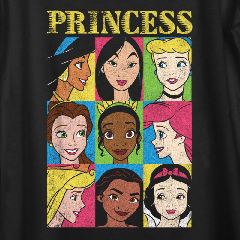 Women's Disney Princess Distressed Close-Up Poster Scoop Neck