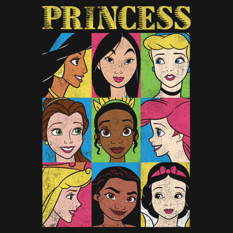 Women's Disney Princesses Princess Distressed Close-Up Poster T-Shirt