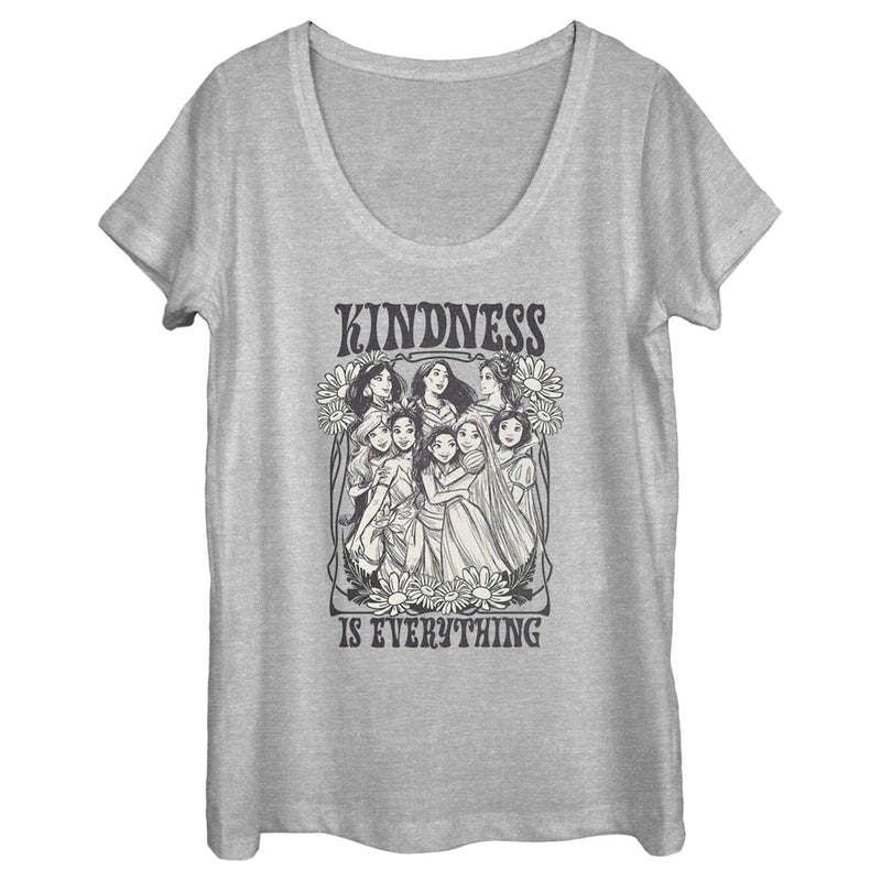 Women's Disney Black and White Princesses Kindness is Everything Scoop Neck