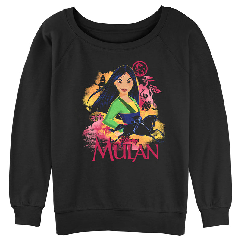 Junior's Mulan Colorful Poster Sweatshirt