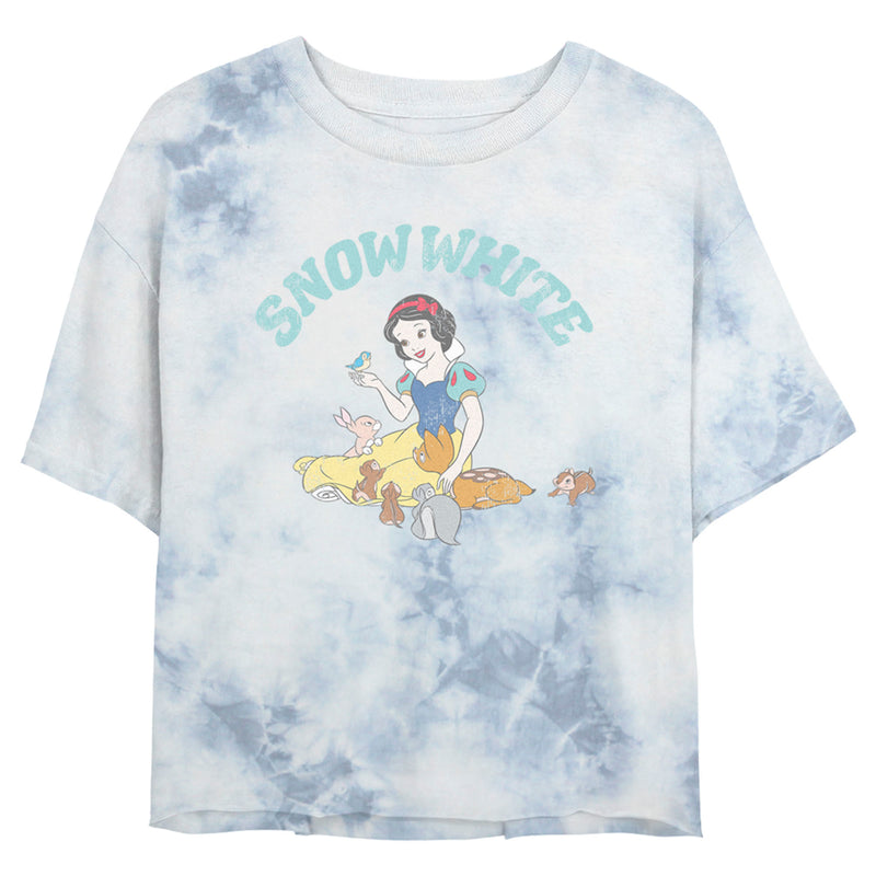 Junior's Snow White and the Seven Dwarfs Distressed Woodland Animals T-Shirt