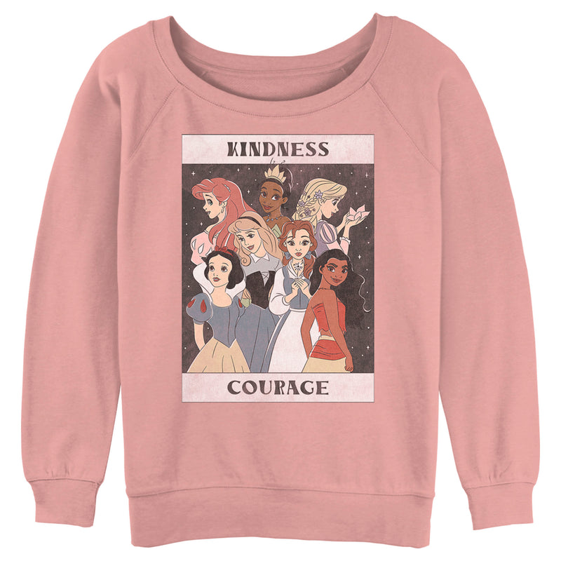 Junior's Disney Princesses Kindness and Courage Poster Sweatshirt