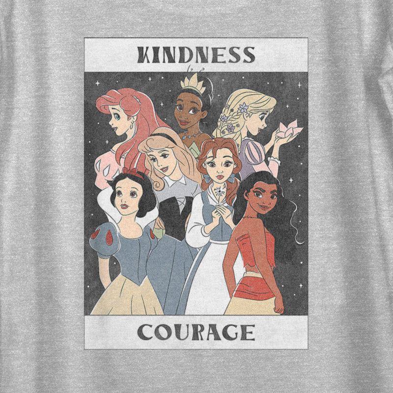 Women's Disney Princesses Kindness and Courage Poster Scoop Neck