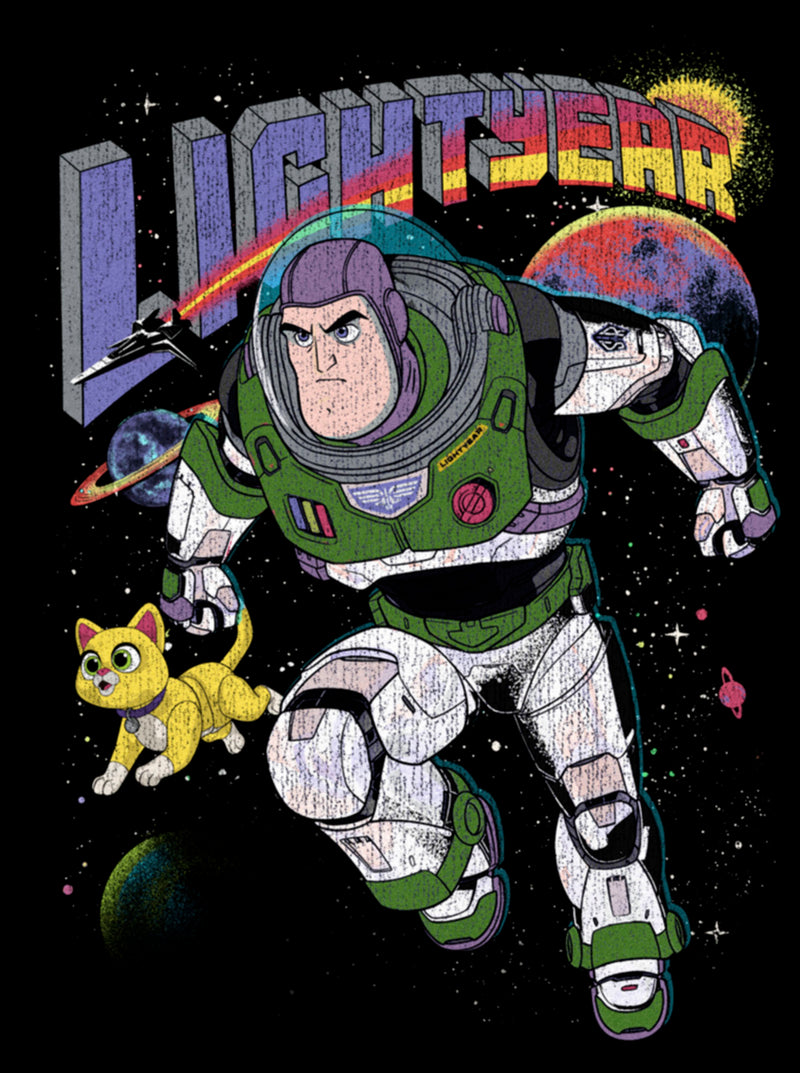 Junior's Lightyear Retro Distressed Buzz and Sox T-Shirt
