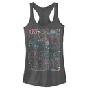Junior's Turning Red Neon Doodles Mei Lee Racerback Tank Top