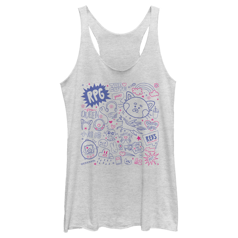 Women's Turning Red Doodle Collage Racerback Tank Top