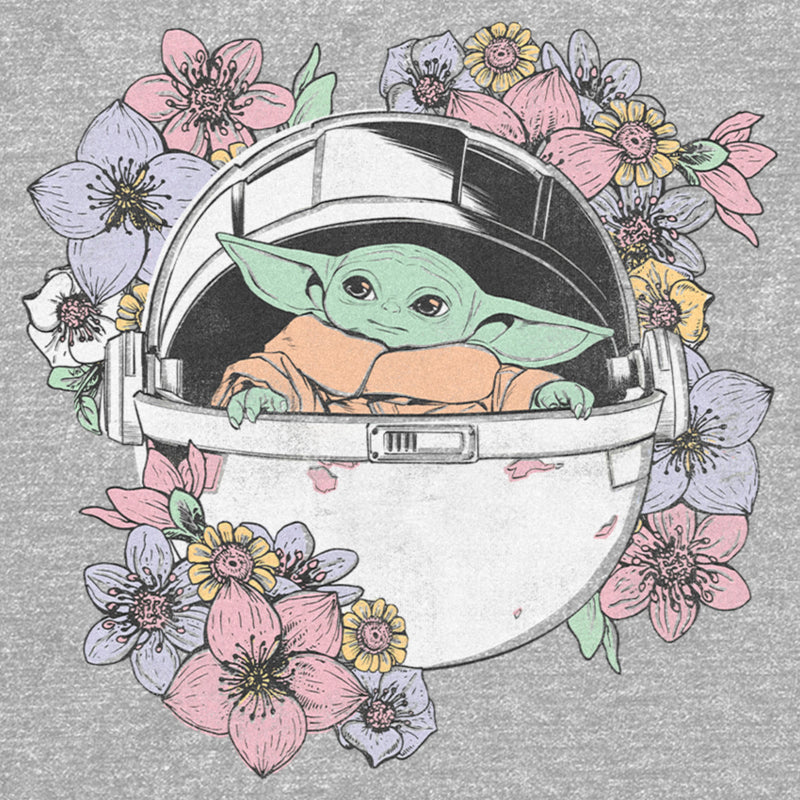 Men's Star Wars: The Mandalorian The Child Floral Bassinet Long Sleeve Shirt