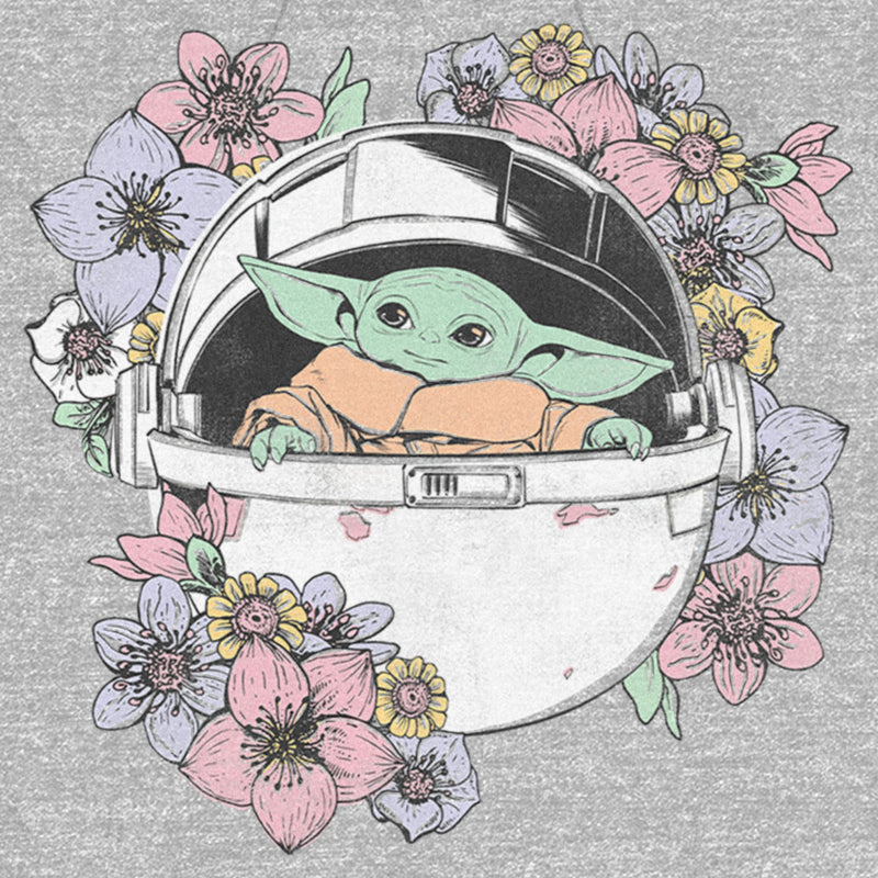 Men's Star Wars: The Mandalorian The Child Floral Bassinet Pull Over Hoodie