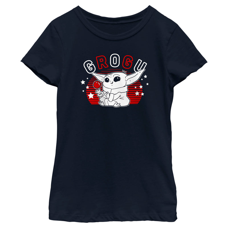 Girl's Star Wars: The Mandalorian Fourth of July Cute Grogu T-Shirt