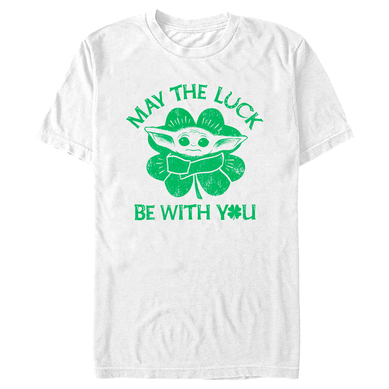 Men's Star Wars: The Mandalorian St. Patrick's Day Grogu May the Luck be with You Retro T-Shirt