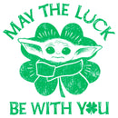 Men's Star Wars: The Mandalorian St. Patrick's Day Grogu May the Luck be with You Retro T-Shirt