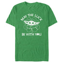 Men's Star Wars: The Mandalorian St. Patrick's Day Grogu May the Luck be with You Distressed T-Shirt