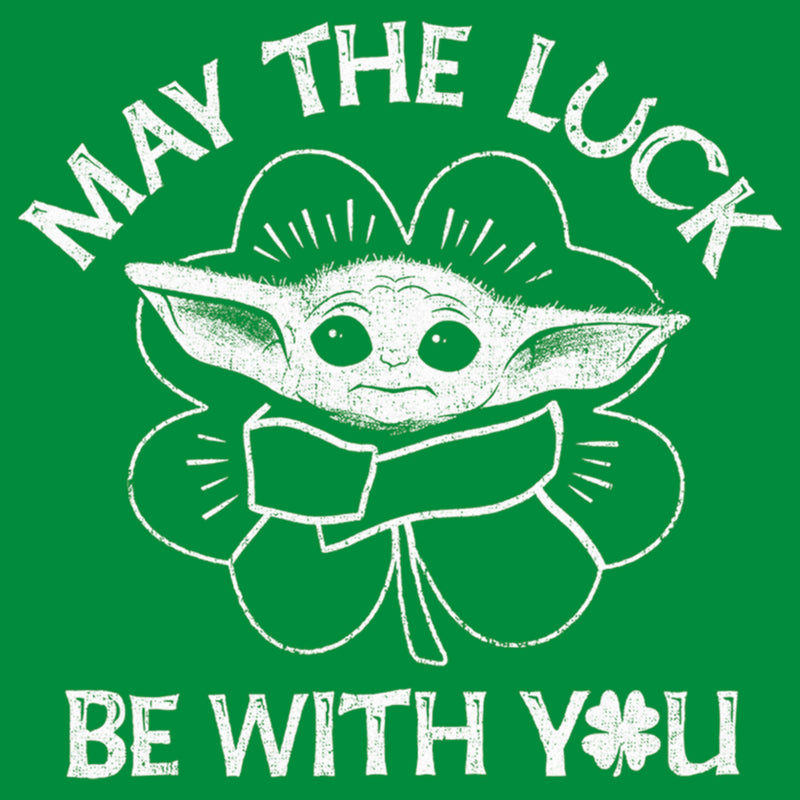 Men's Star Wars: The Mandalorian St. Patrick's Day Grogu May the Luck be with You Distressed T-Shirt