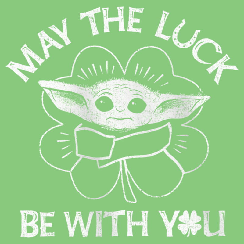 Girl's Star Wars: The Mandalorian St. Patrick's Day Grogu May the Luck be with You Distressed T-Shirt