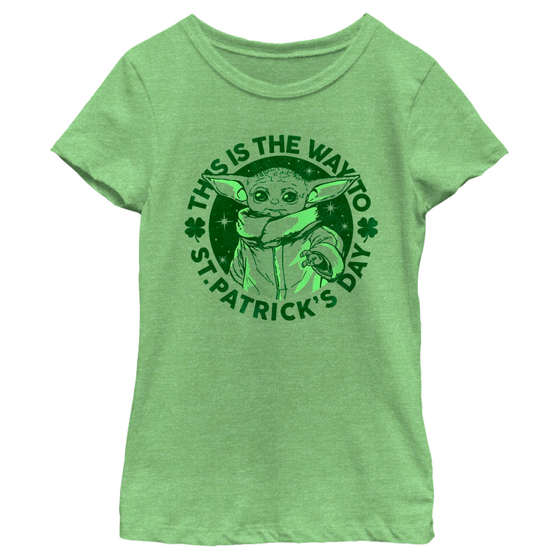 Girl's Star Wars: The Mandalorian St. Patrick's Day Grogu This is the Way T-Shirt